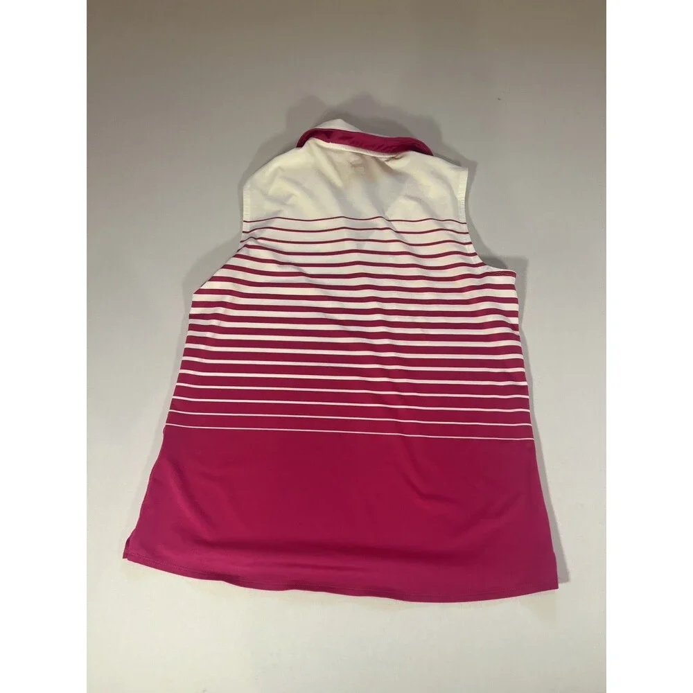 PUMA Women's Golf Shirt Medium Sleeveless Pink Stripe - Picture 4 of 11